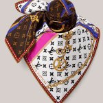 LV Strap And Trunk Square 70 Marron draped scarf with LV Monogram details