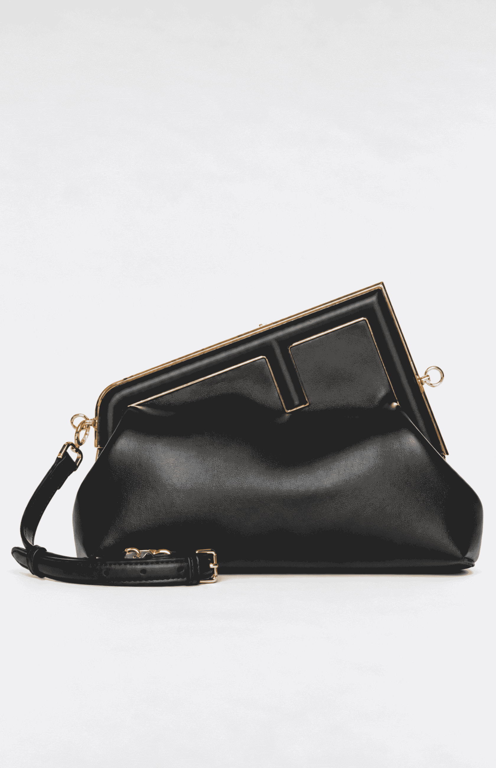 Fendi First Small black leather bag with detachable shoulder strap