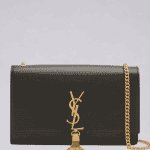 Kate Medium Tassel YSL Wallet on Chain black leather front view