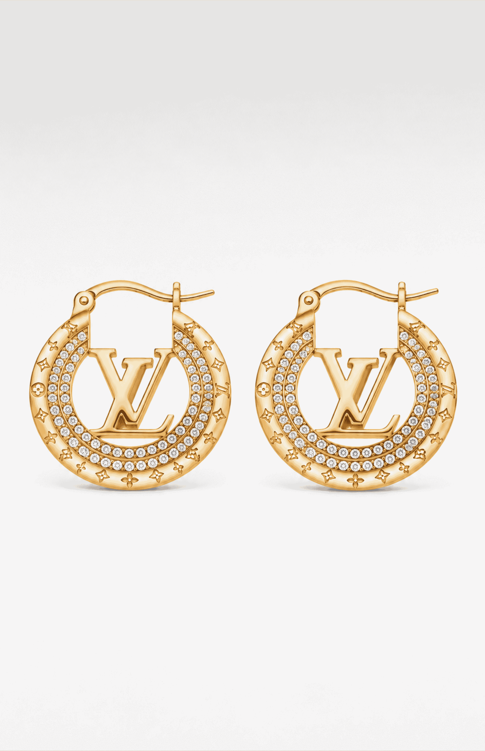 Louis Vuitton Louise Hoop GM Earrings gold front view