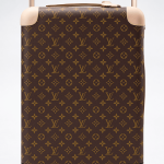 Louis Vuitton Monogram Horizon 55 brown rolling suitcase front view