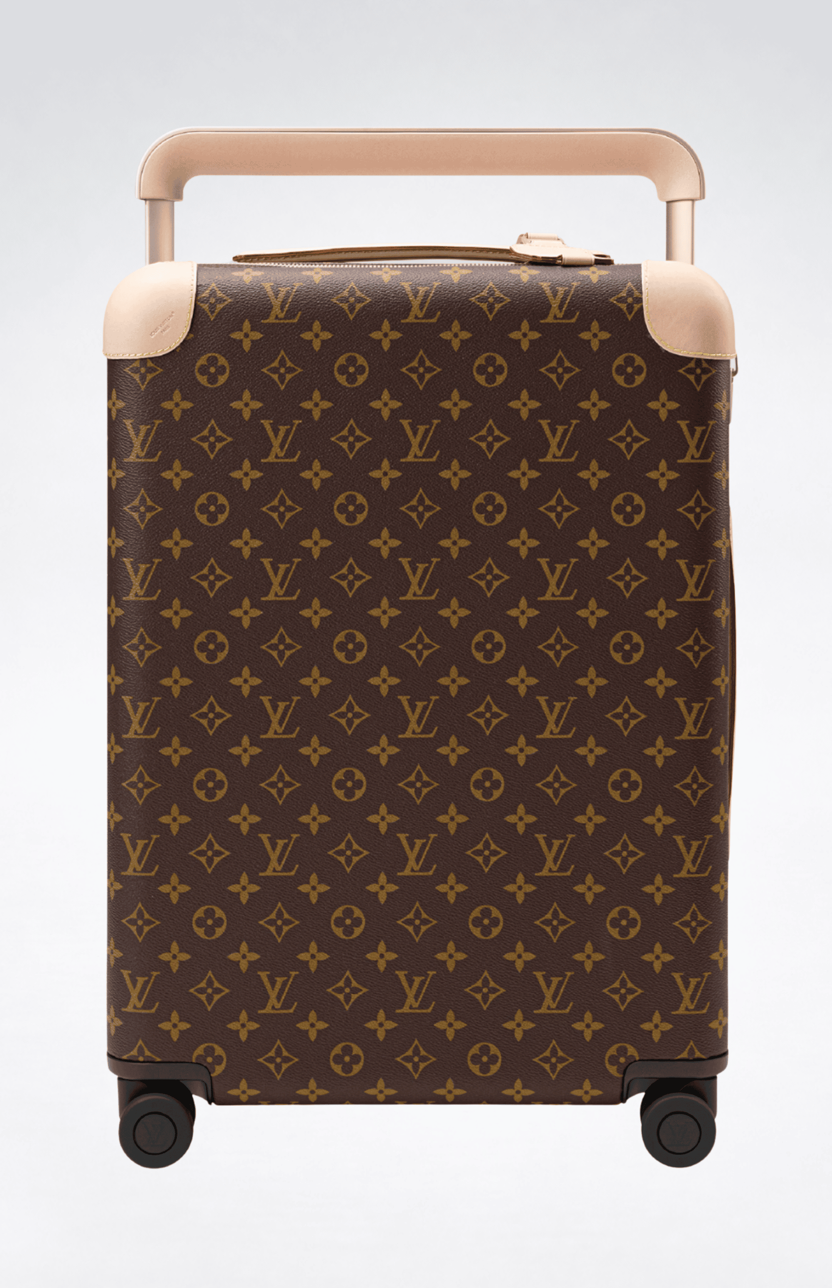 Louis Vuitton Monogram Horizon 55 brown rolling suitcase front view