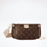 Louis Vuitton Multi Pochette Accessoires Monogram crossbody bag with Jacquard strap and gold chain